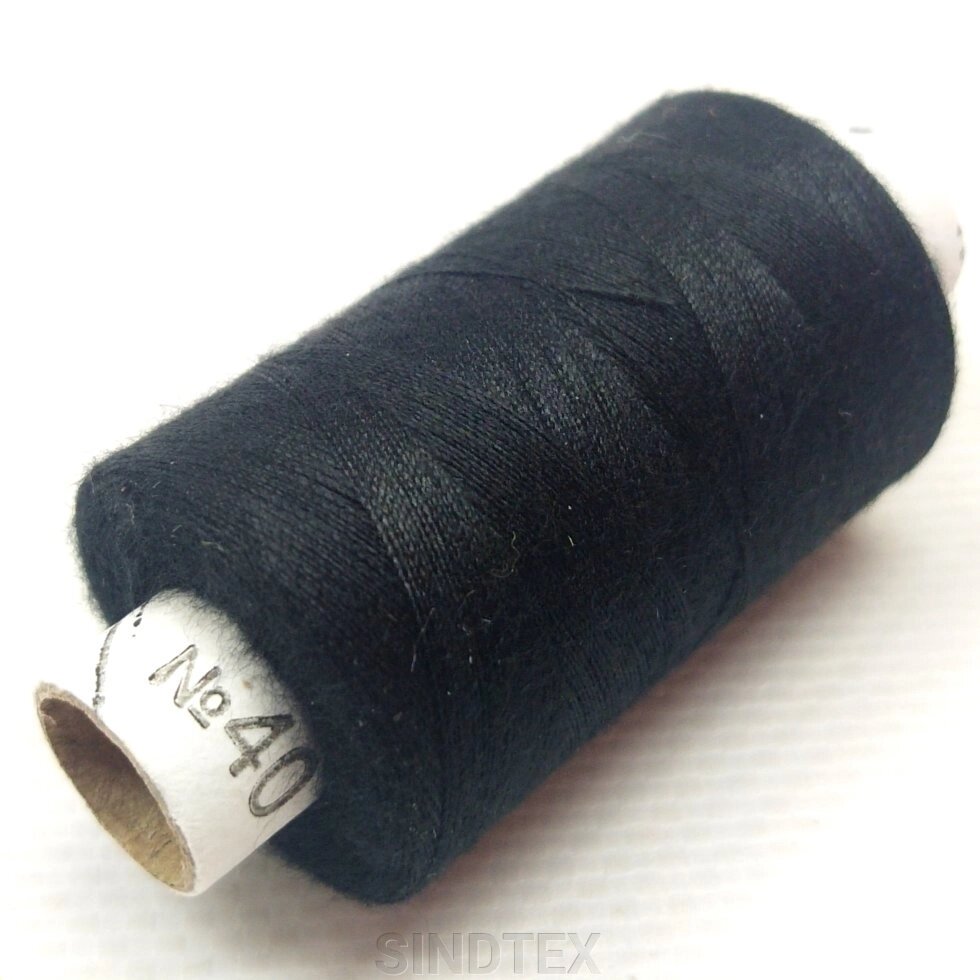 Чорна нитка 40/2 100% поліестер 400 м від компанії SINDTEX - фото 1