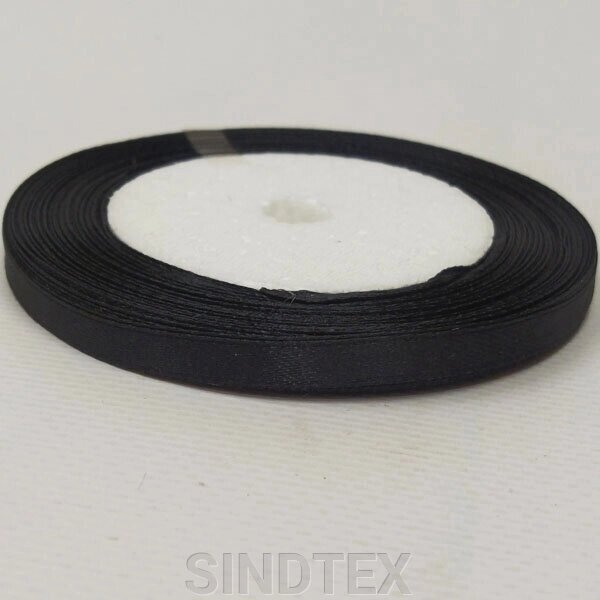 Чорна Стрічка атласна 0,6 см (23 м) Sindtex (АЛ06-002) від компанії SINDTEX - фото 1