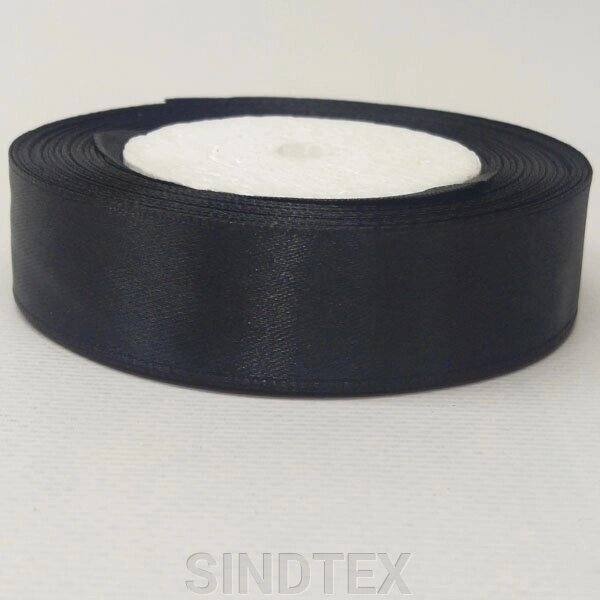Чорна Стрічка атласна 2,5 см (23 м) "Sindtex" (АЛ2-002) від компанії SINDTEX - фото 1