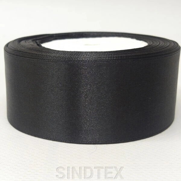 Чорна Стрічка атласна 4 см (23 м) "Sindtex" (АЛ4-002) від компанії SINDTEX - фото 1