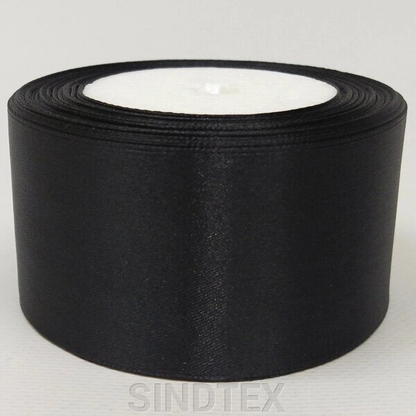 Чорна Стрічка атласна 5 см (23 м) "Sindtex" (АЛ5-002) від компанії SINDTEX - фото 1