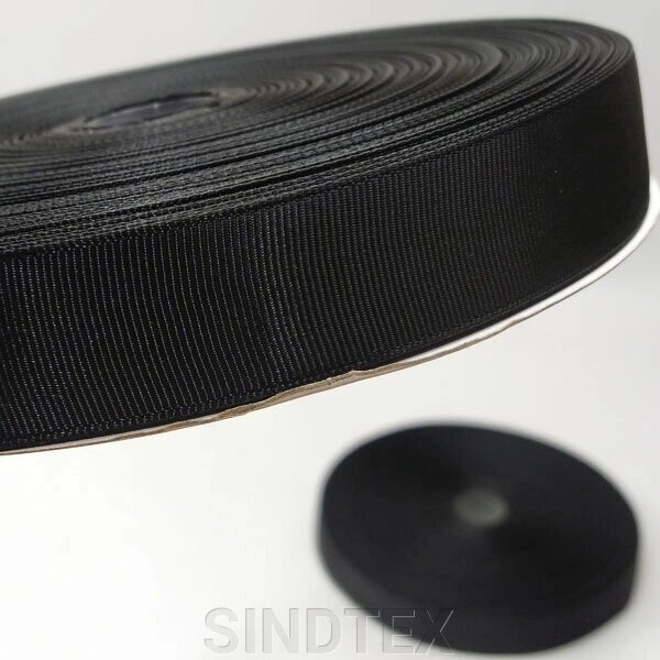 Чорний колір, 2,5 см. Репсова стрічка 1м. від компанії SINDTEX - фото 1