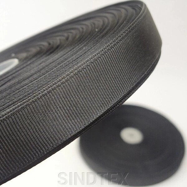 Чорний колір, 2 см. Репсова стрічка 1м. від компанії SINDTEX - фото 1