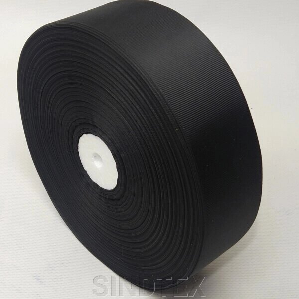 Чорний колір, 5 см. Репсова стрічка 1м. від компанії SINDTEX - фото 1