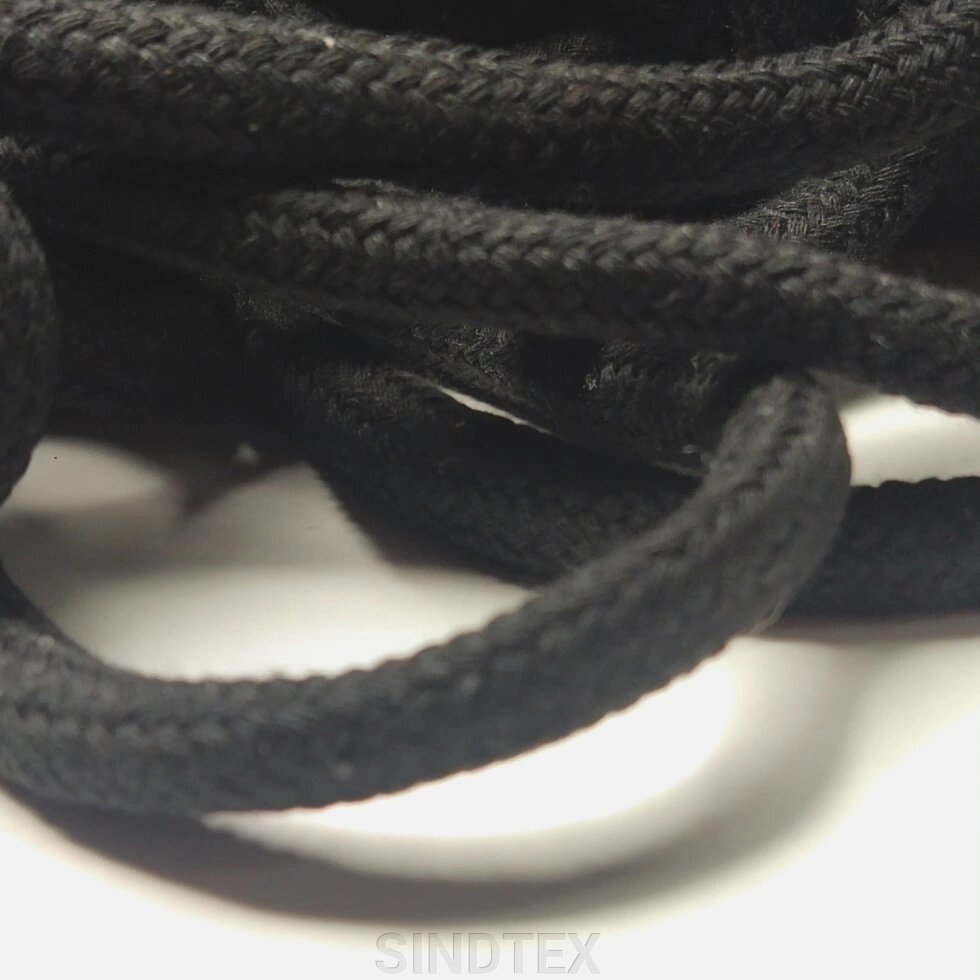Чорний шнур круглий плетений 1см бавовняний від компанії SINDTEX - фото 1