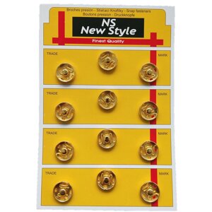 D=17мм, пришивні застібки-кнопки для одягу Sindtex 12шт метал колір золота