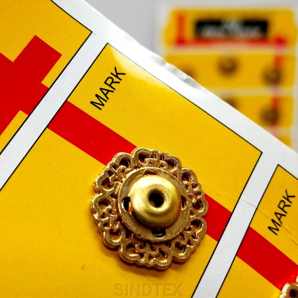 D=18 мм пришивні кнопки металеві, декоративні для шиття одягу золото від компанії SINDTEX - фото 1