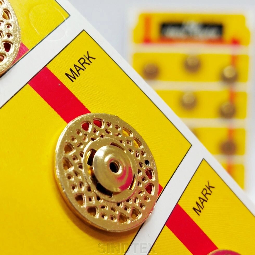 D=21 мм пришивні кнопки металеві, декоративні для шиття одягу золото від компанії SINDTEX - фото 1