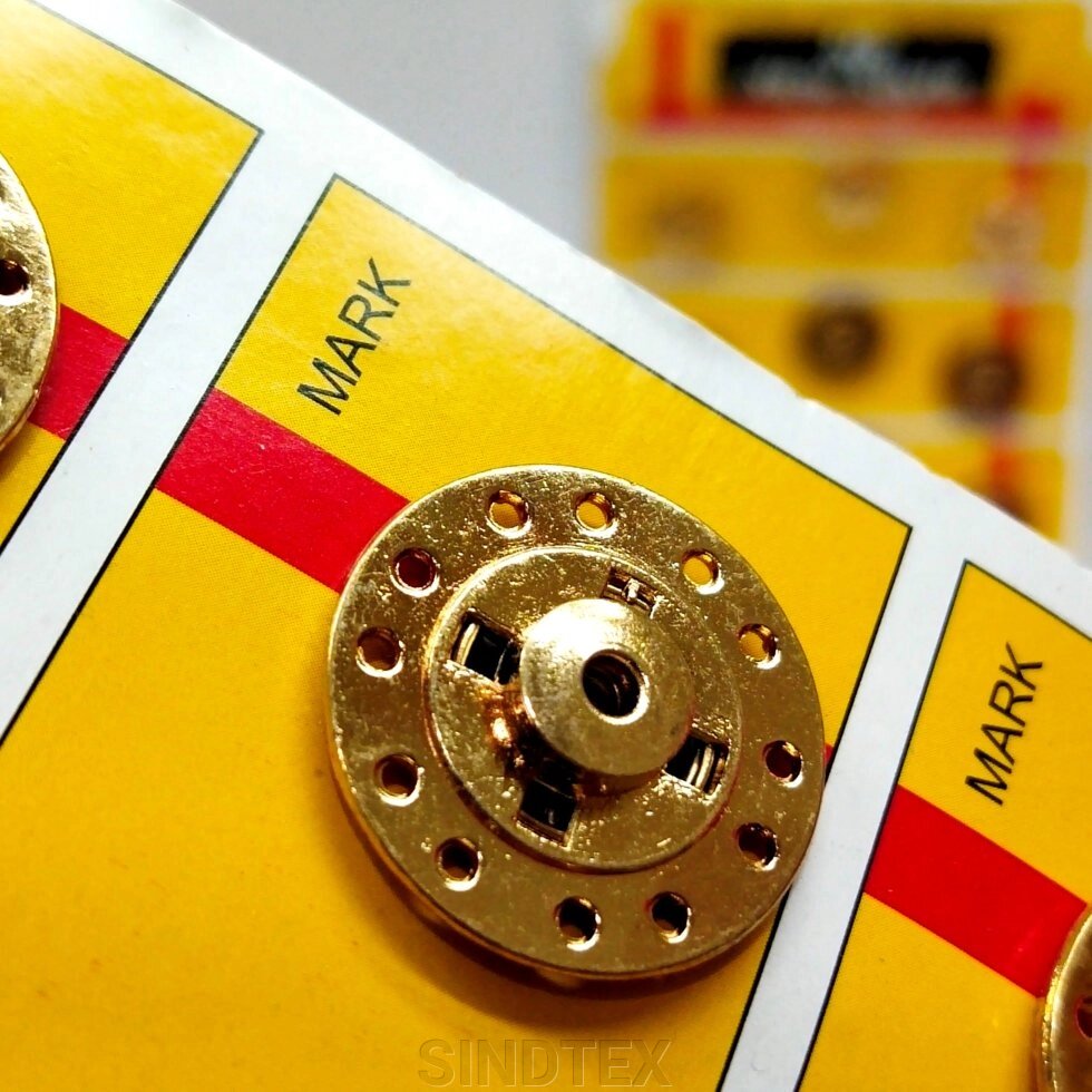 D=22 мм пришивні кнопки металеві, декоративні для шиття одягу золото від компанії SINDTEX - фото 1