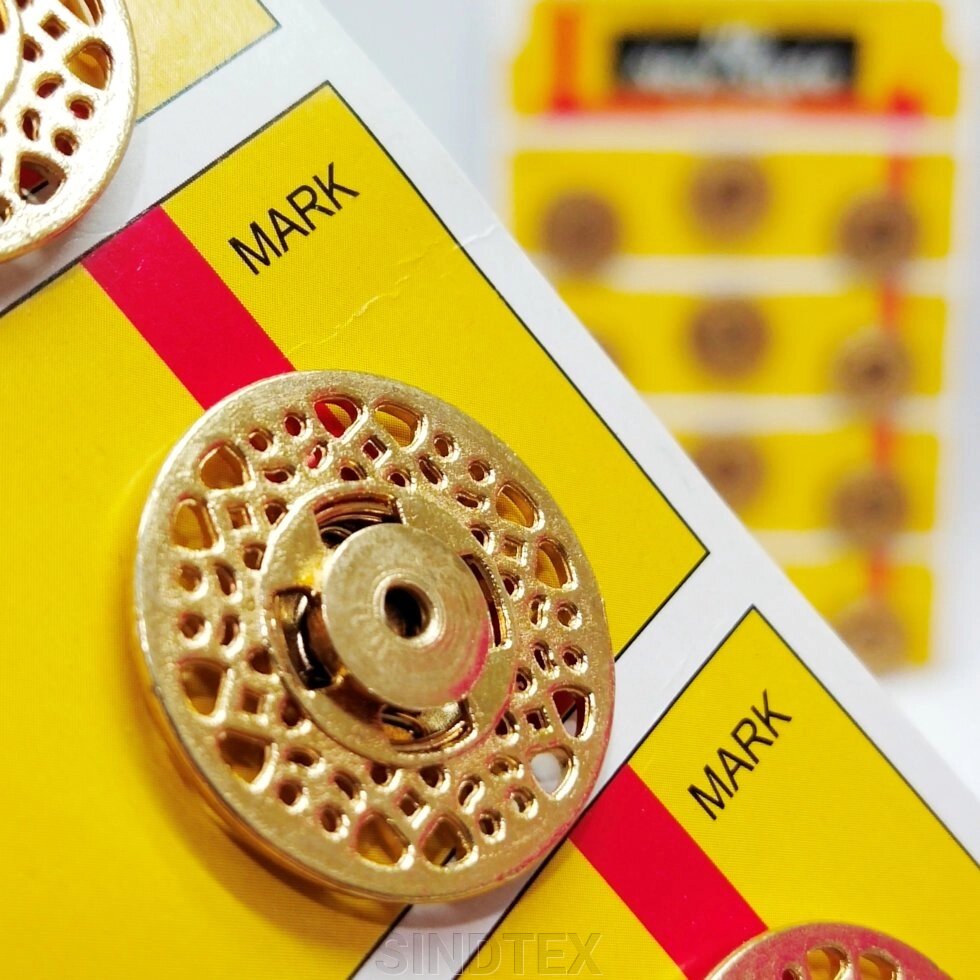 D=25 мм пришивні кнопки металеві, декоративні для шиття одягу золото від компанії SINDTEX - фото 1