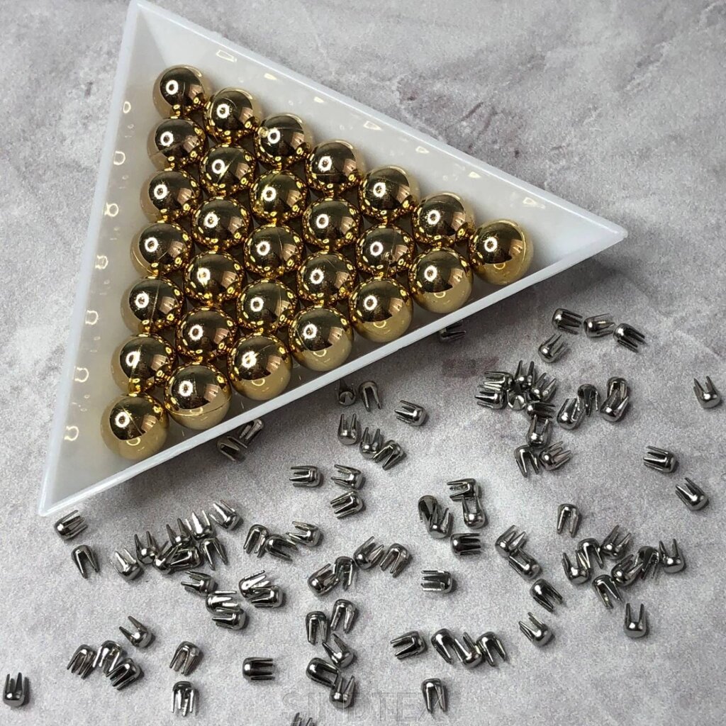 D-8мм (100 шт) Пробивні намистини на заклепках - золото від компанії SINDTEX - фото 1