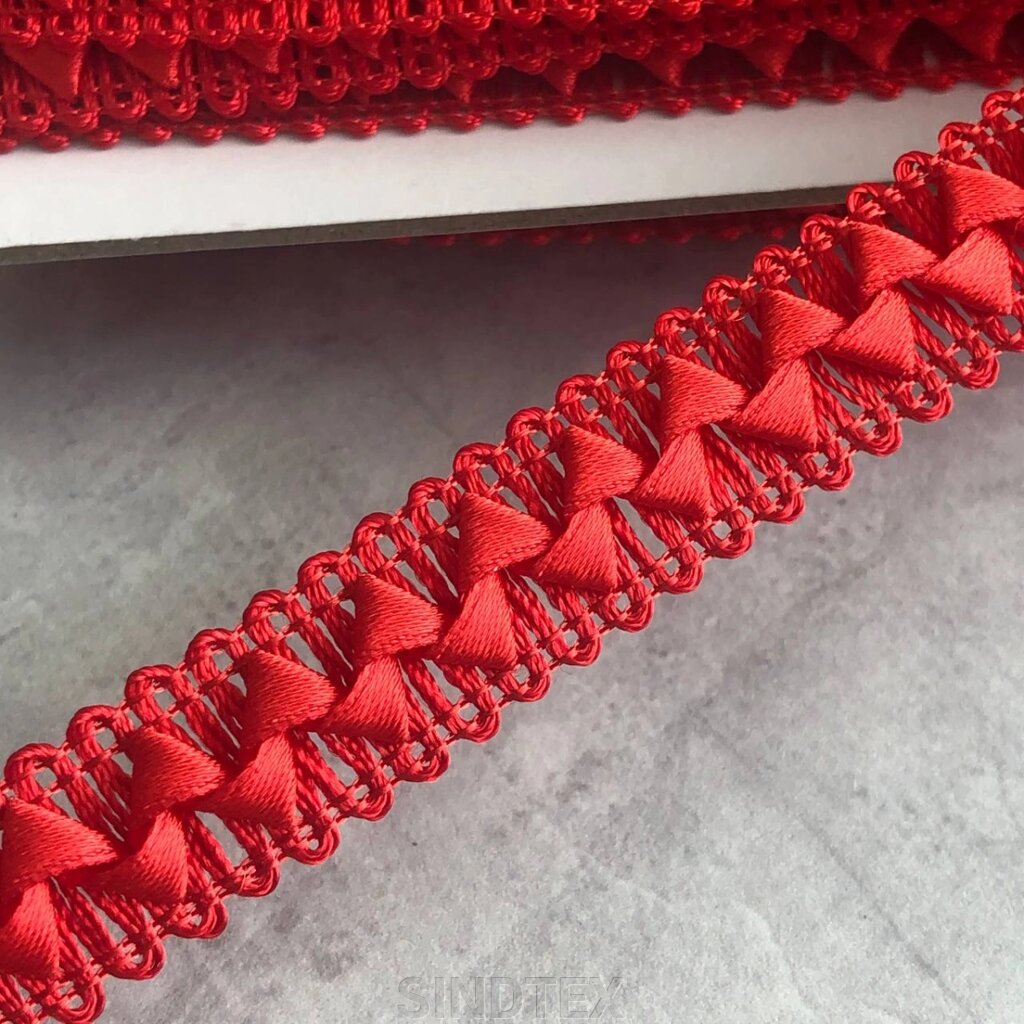 Декоративна атласна тасьма "Самоса" 17 мм - червона від компанії SINDTEX - фото 1