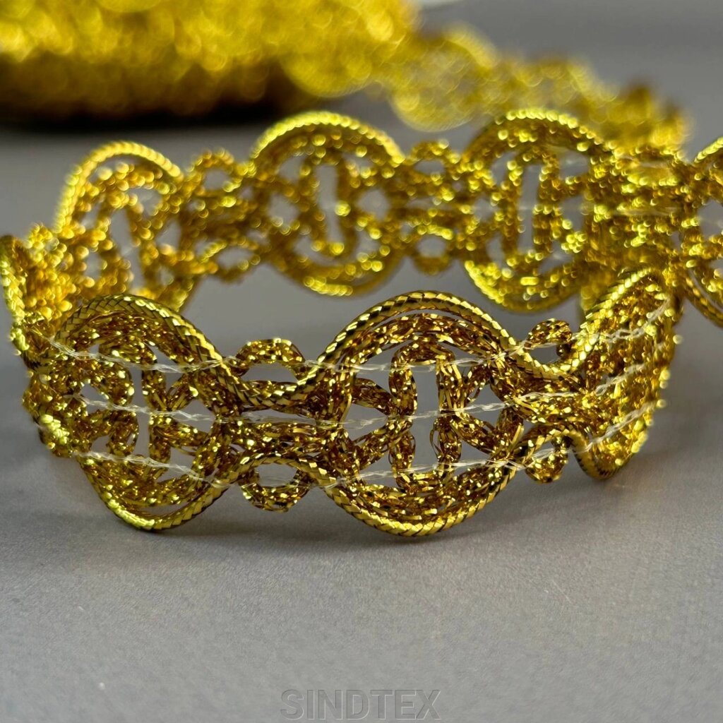 Декоративна тасьма 22 мм, парча золото #3492 від компанії SINDTEX - фото 1