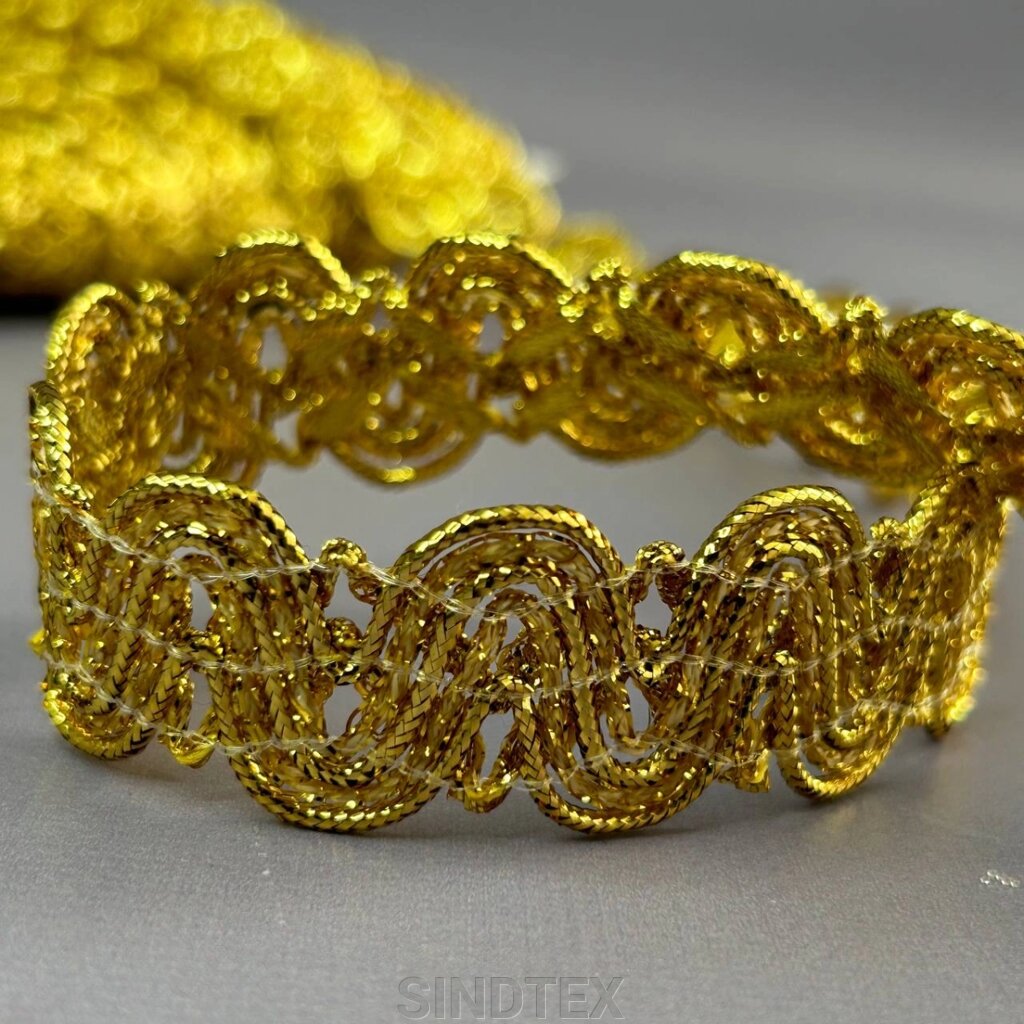 Декоративна тасьма 22 мм, парча золото #4019 від компанії SINDTEX - фото 1