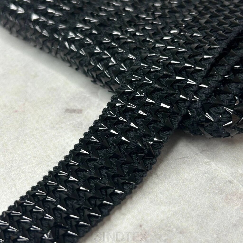 Декоративна тасьма-гумка "Фольга" 2,5 см - чорна від компанії SINDTEX - фото 1