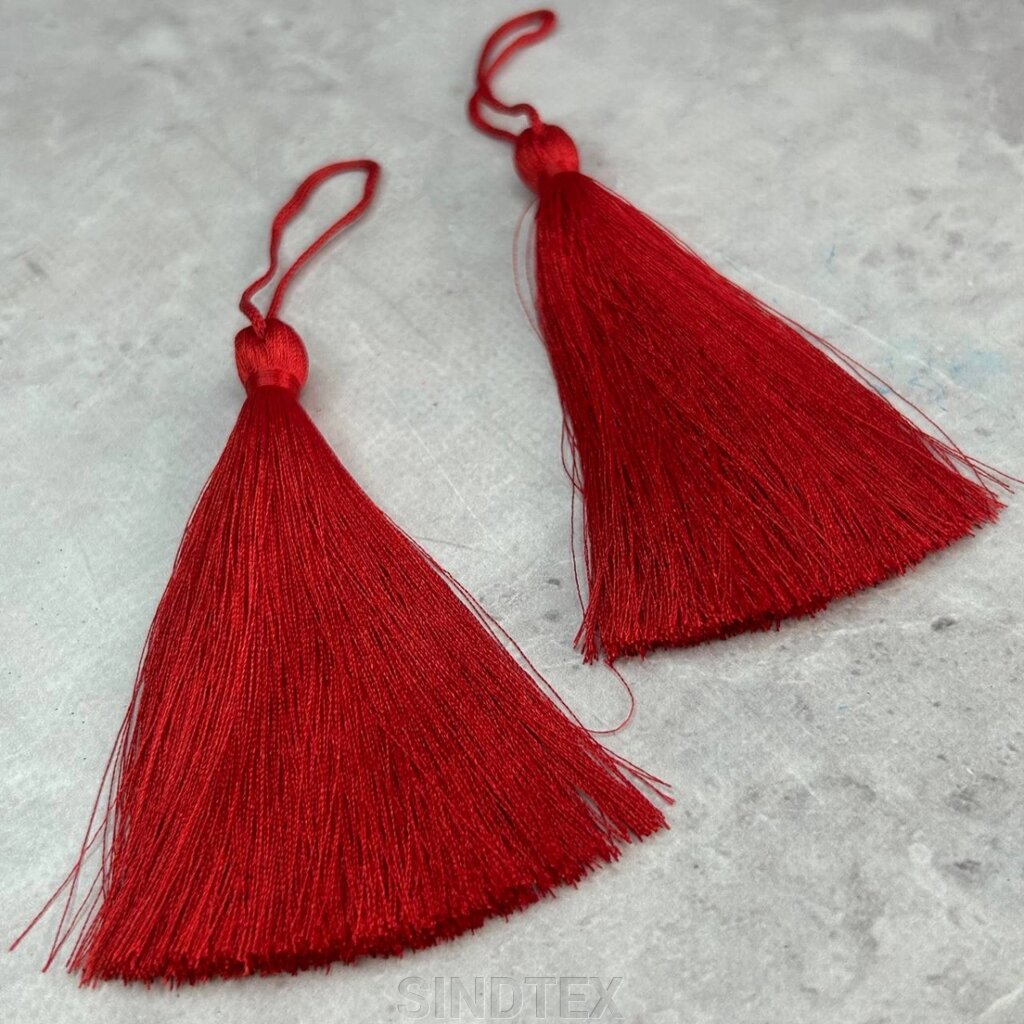 Декоративні китиці для рукоділля 11 см - червоні  (ПАРА) від компанії SINDTEX - фото 1