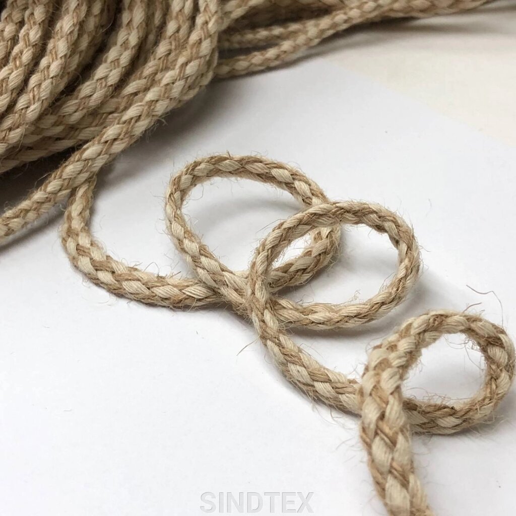 Декоративний джутовий шнур 6мм - коса від компанії SINDTEX - фото 1