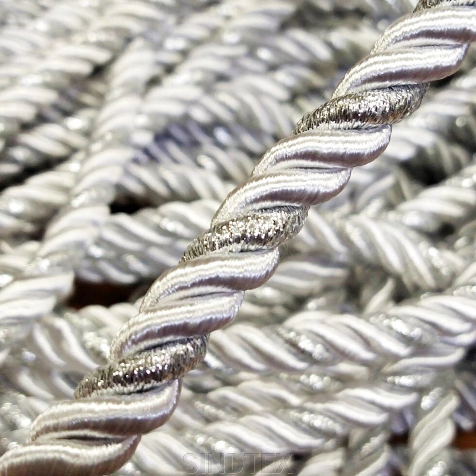 Декоративний шнур для натяжних стель, білий із срібним 10 мм від компанії SINDTEX - фото 1