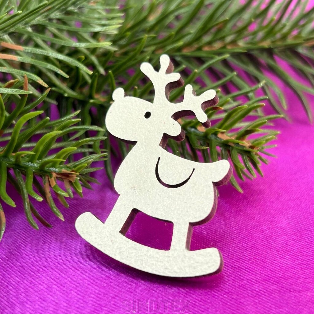 Дерев'яний декор новорічний "Маленький лось" 4 см від компанії SINDTEX - фото 1
