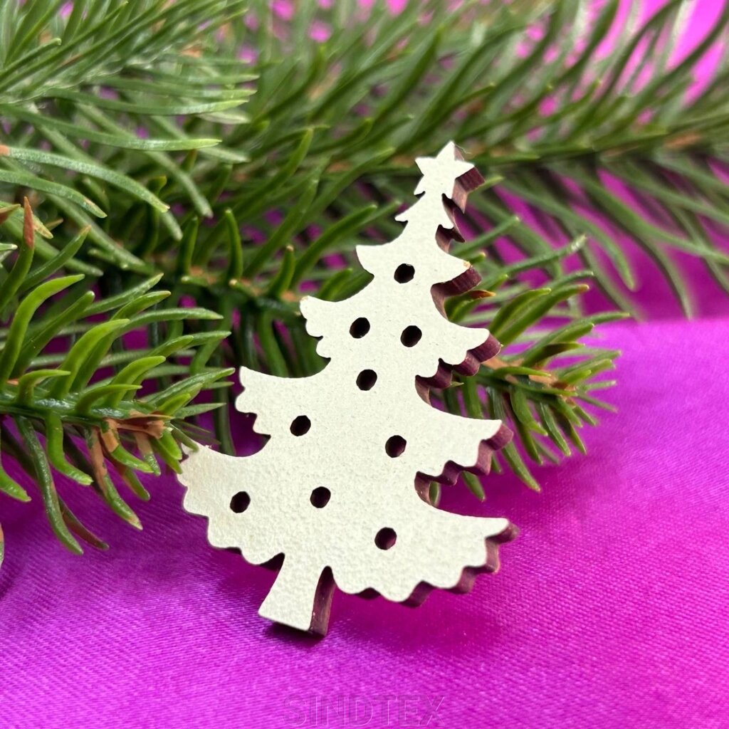 Дерев'яний декор новорічний "Ялинка із зірочкою" 4,3 см від компанії SINDTEX - фото 1