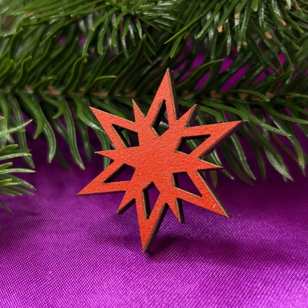 Дерев'яний декор новорічний "Зірочка" 3,7 см від компанії SINDTEX - фото 1