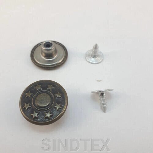 Джинсовий гудзик з зірками 17 мм Антик (50шт) від компанії SINDTEX - фото 1