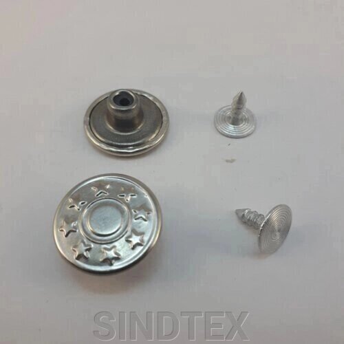 Джинсовий гудзик з зірками 20 мм нікел (50 шт.) від компанії SINDTEX - фото 1