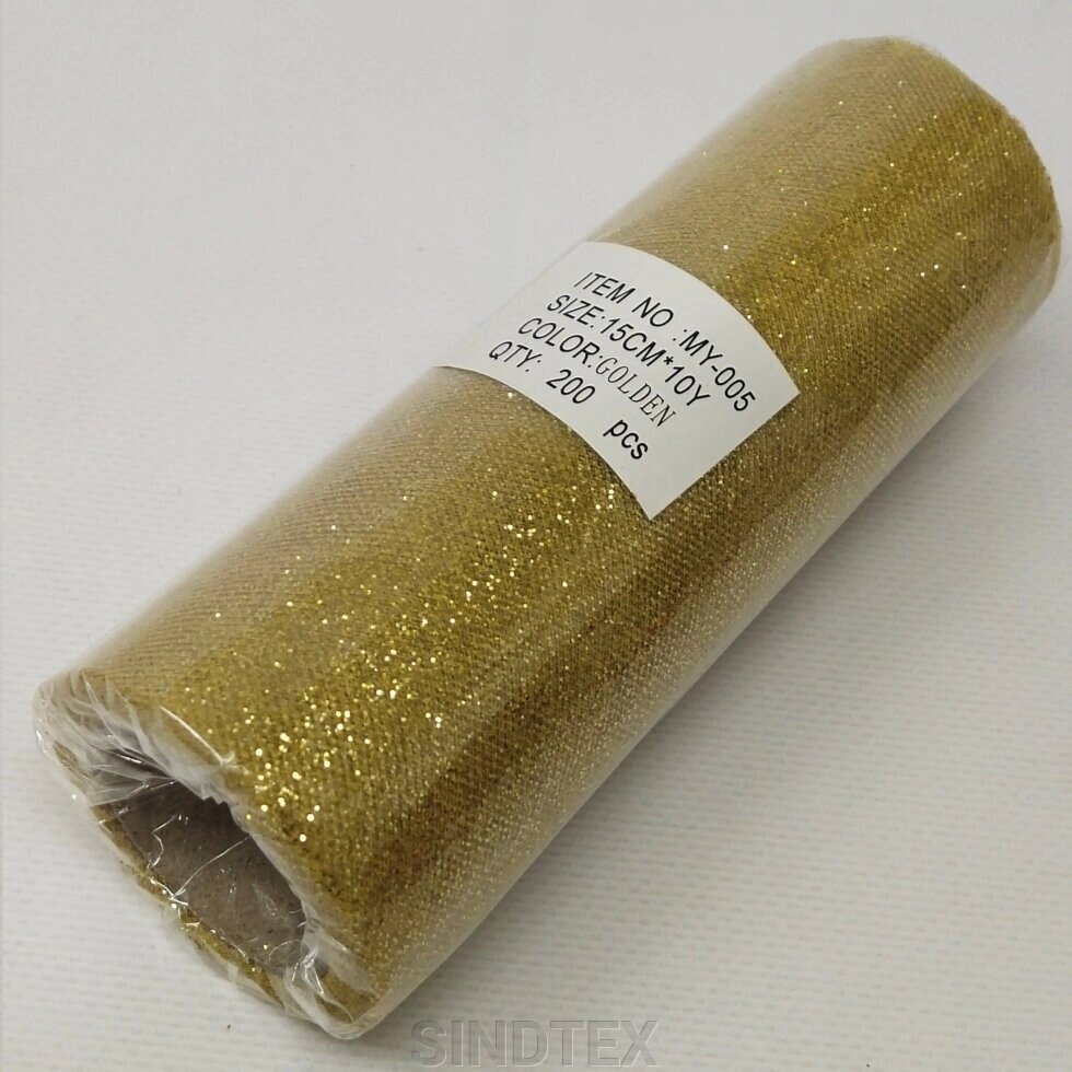 Фатин в рулоні з напиленням - 15см, (ЗОЛОТИЙ М373) 9м від компанії SINDTEX - фото 1