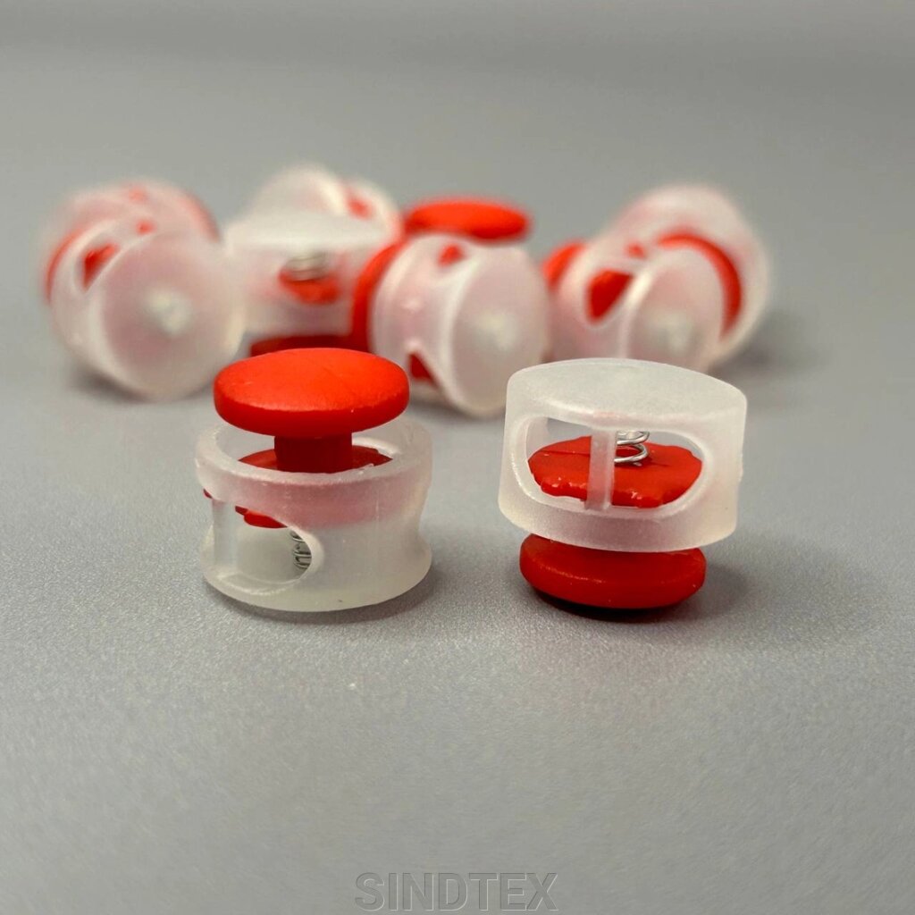 Фіксатор бочонок для шнура пластиковий 16 мм, матовий червоний від компанії SINDTEX - фото 1