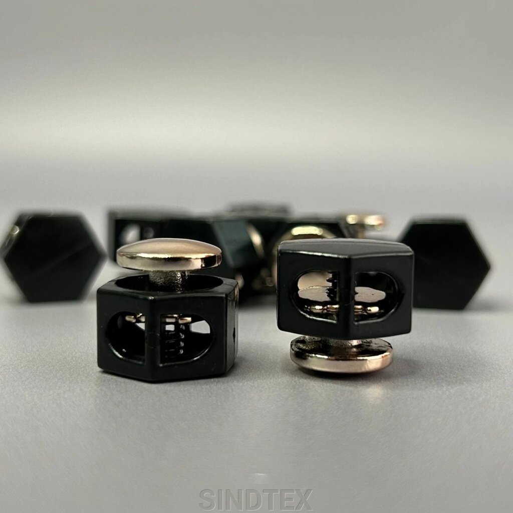 Фіксатор бочонок для шнура пластиковий 17 мм, чорне золото від компанії SINDTEX - фото 1