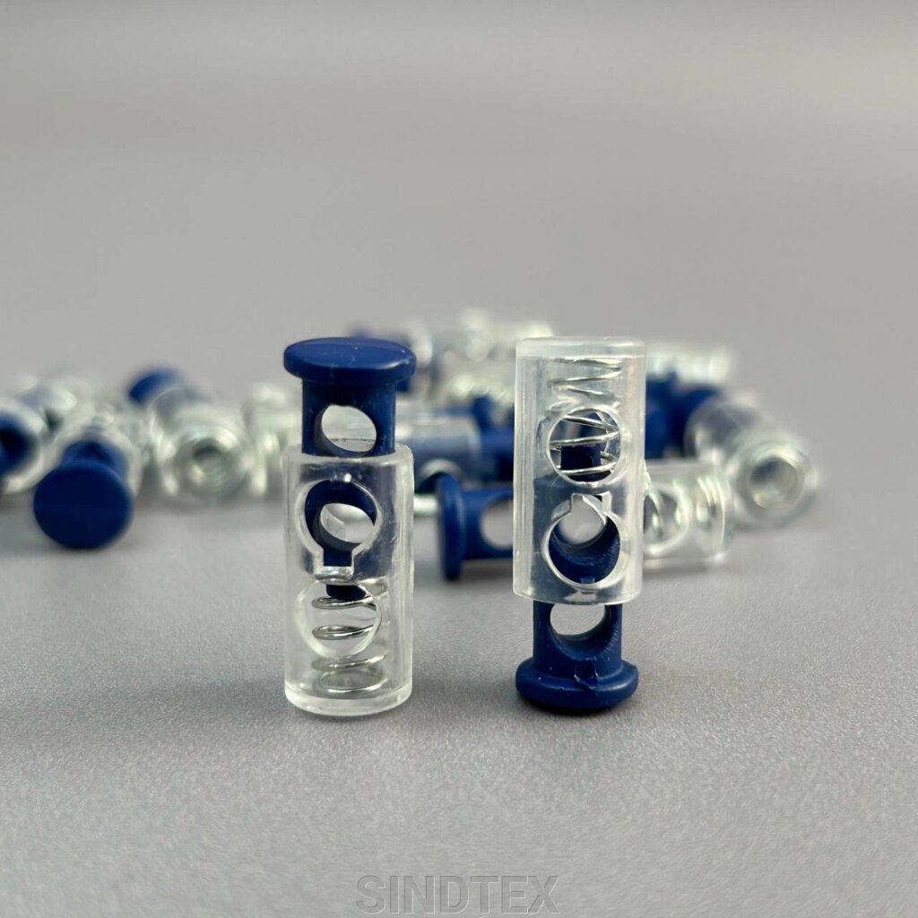 Фіксатор для шнура пластиковий, прозорий - 20 мм - синій від компанії SINDTEX - фото 1