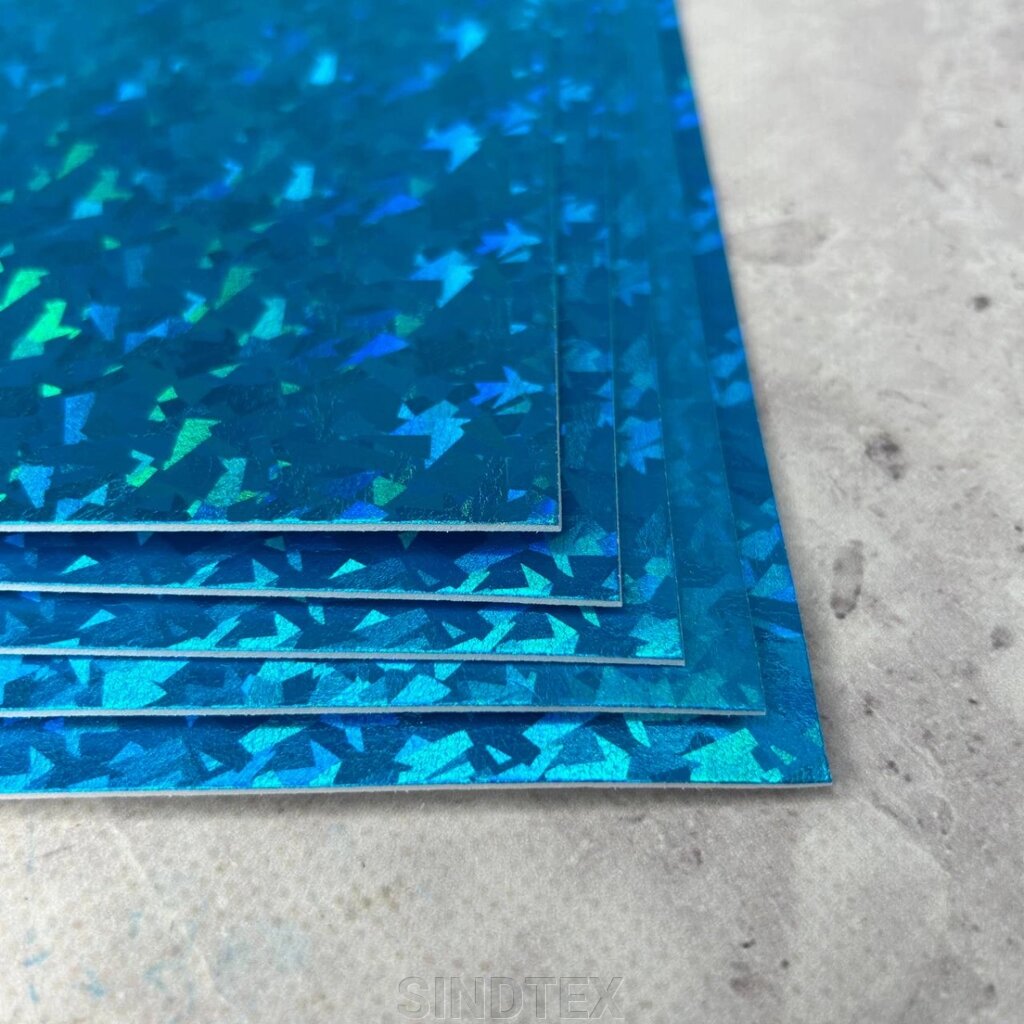 Фоаміран голограма 1,8 мм, 1 аркуш А4 - блакитний від компанії SINDTEX - фото 1