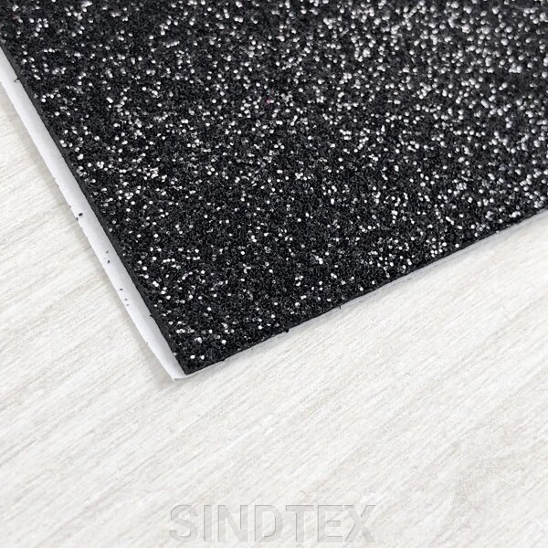 Фоаміран із глітером клейова основа 1,6 мм, 1 аркуш А4 - чорний від компанії SINDTEX - фото 1