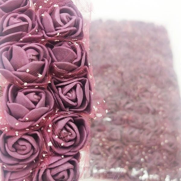 Фоаміранові трояндочки з Фатіном (144шт) Бордо-темний від компанії SINDTEX - фото 1