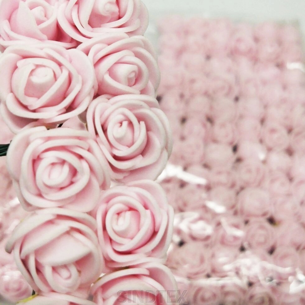 Фоаміранові трояндочки з Фатіном (144шт) Ніжно рожевий від компанії SINDTEX - фото 1