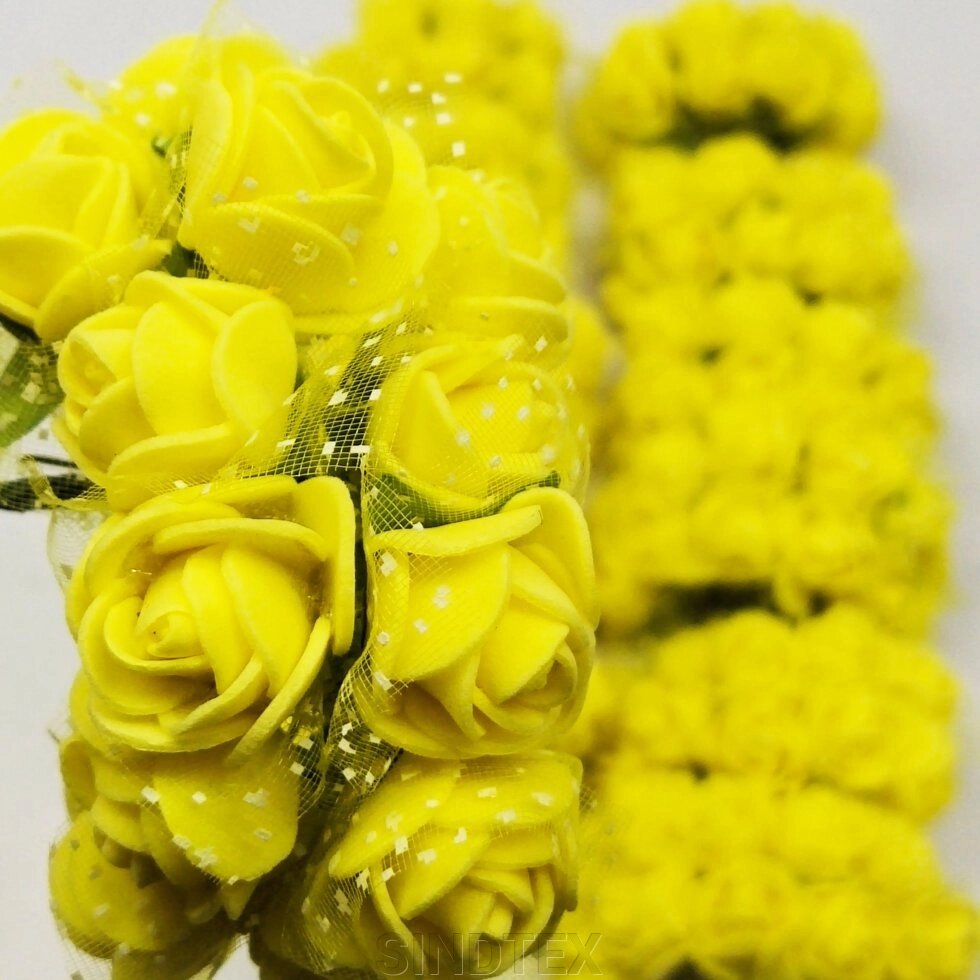 Фоаміранові трояндочки з Фатіном (144шт) Жовтий від компанії SINDTEX - фото 1