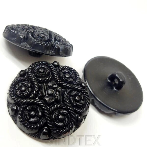 Гарні гудзики для (кардигана) верхнього одягу чорні 30 мм від компанії SINDTEX - фото 1