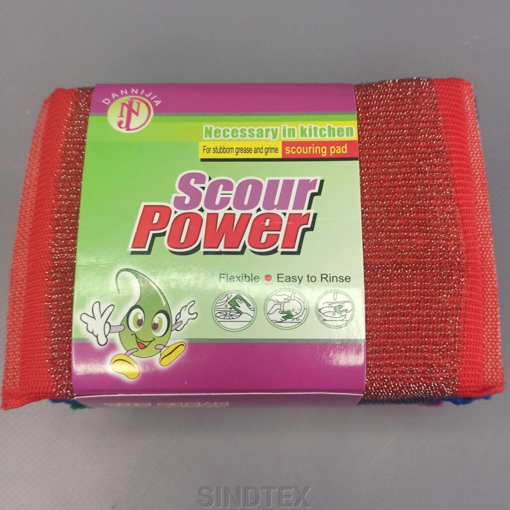 Губка кухонна з металевим ворсом "Scour Power". 4 шт. від компанії SINDTEX - фото 1