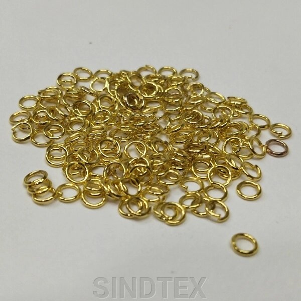 Кільце сполучне, одинарне 4 мм, колір лимоне золото - 10г/уп від компанії SINDTEX - фото 1