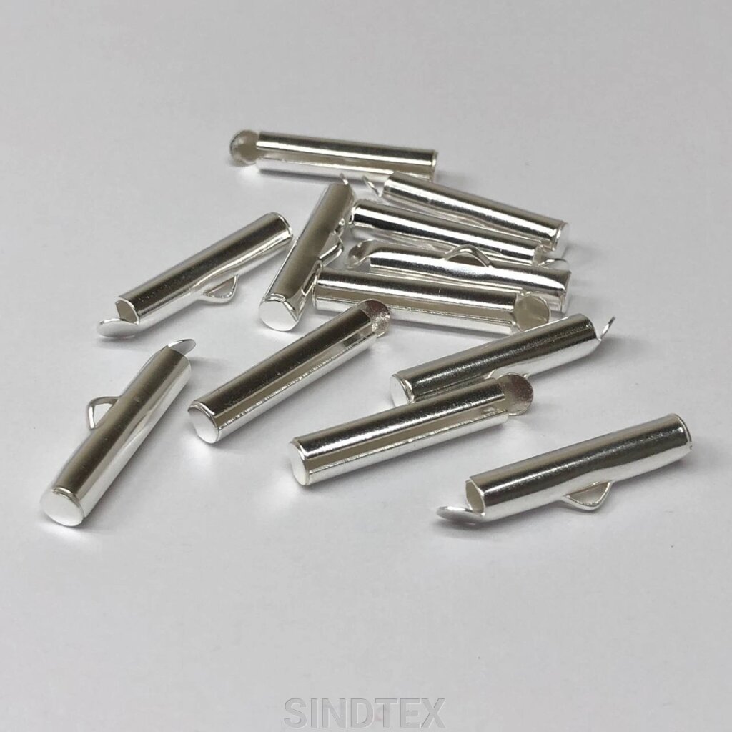 Кінцевик-трубочка слайдер для прикрас 20 мм - світле срібло від компанії SINDTEX - фото 1