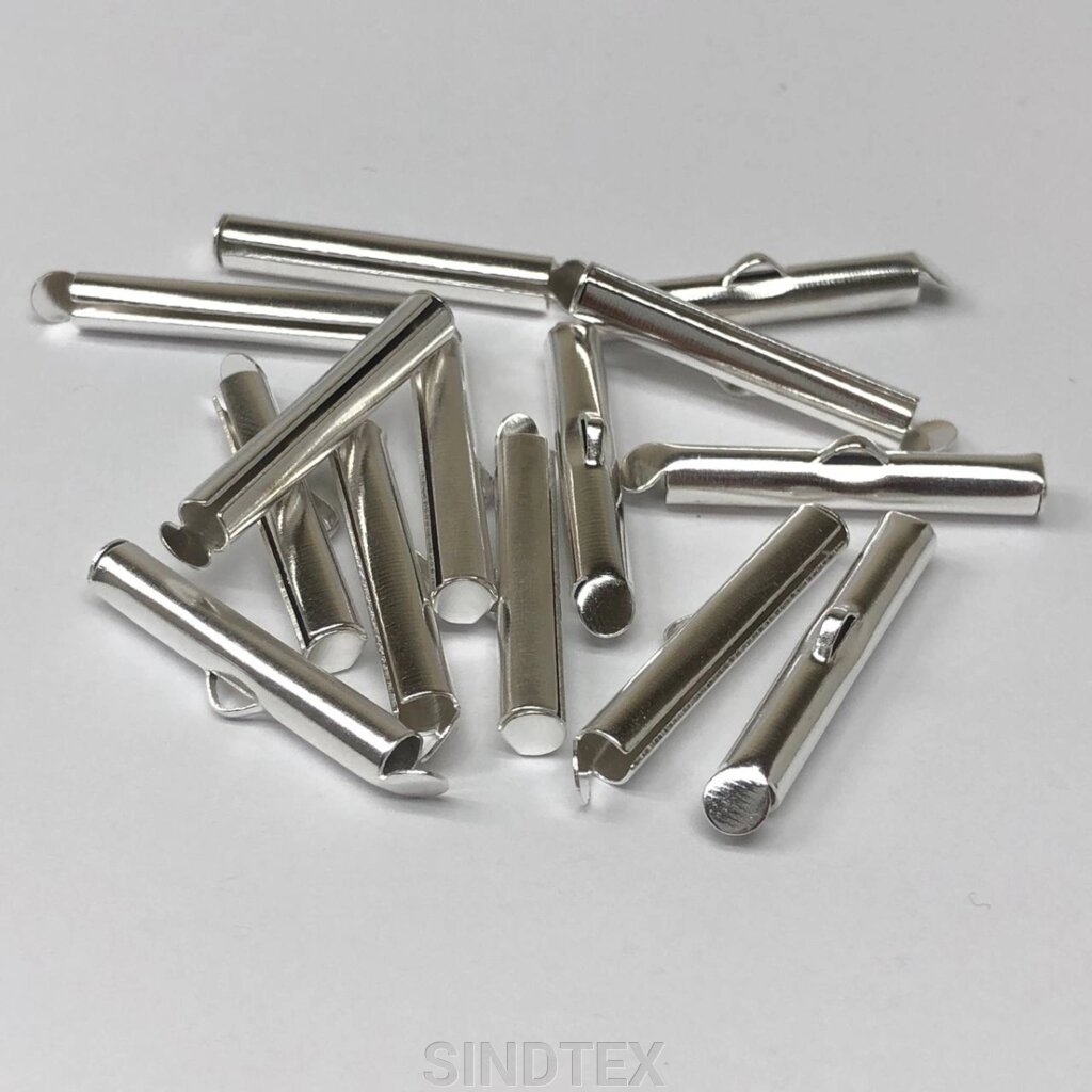 Кінцевик-трубочка слайдер для прикрас 25 мм - світле срібло від компанії SINDTEX - фото 1