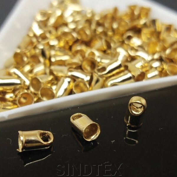 Кінцівка ковпачок з петлею для волосіні 3,2мм, колір Золото - 3гр/уп від компанії SINDTEX - фото 1