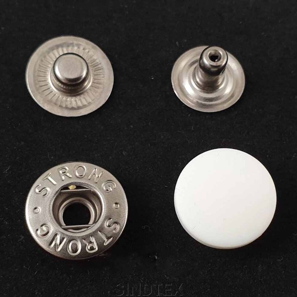 Кнопка #54 з білим пластиковим капелюшком 15мм (720шт). (102301) від компанії SINDTEX - фото 1