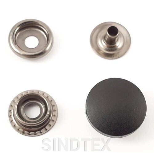 Кнопка # 61 чорний пластиковий капелюшок 17 мм (108808) від компанії SINDTEX - фото 1