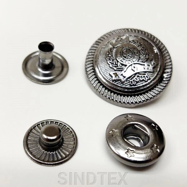Кнопка "Герб" - 17мм Блек нікель 720шт. Нержавіюча сталь від компанії SINDTEX - фото 1