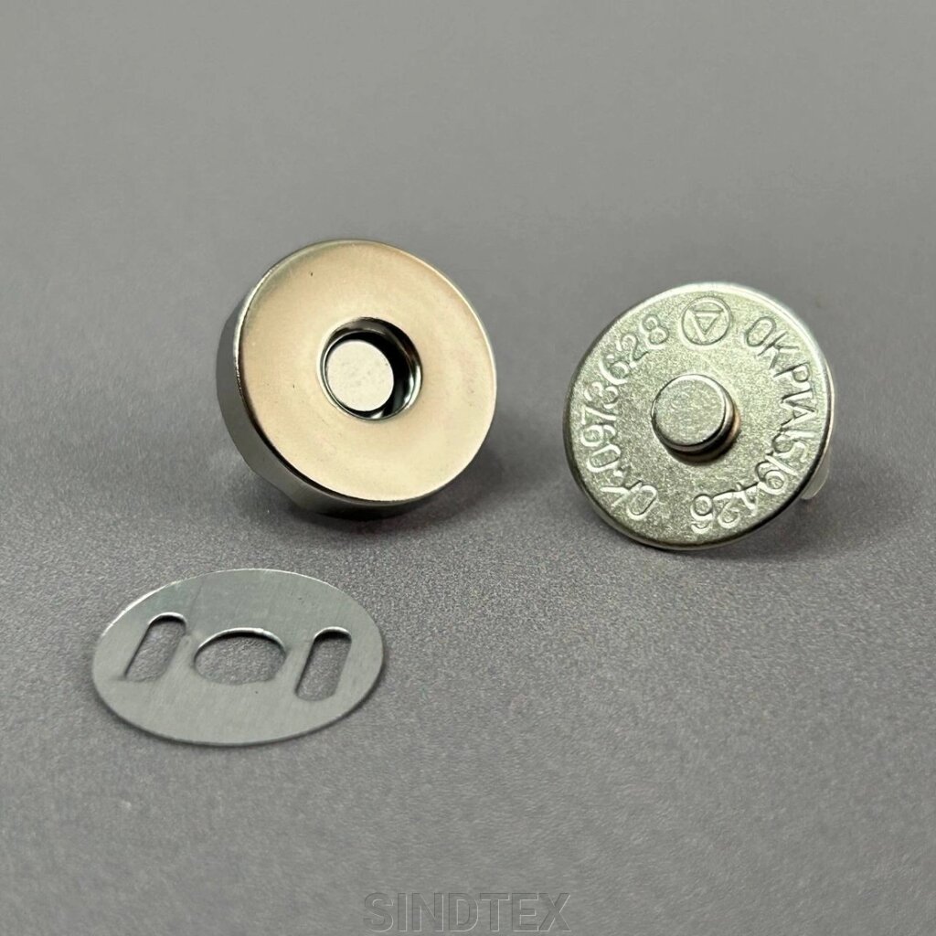 Кнопка магніт для сумок Ø 14 мм - нікель від компанії SINDTEX - фото 1