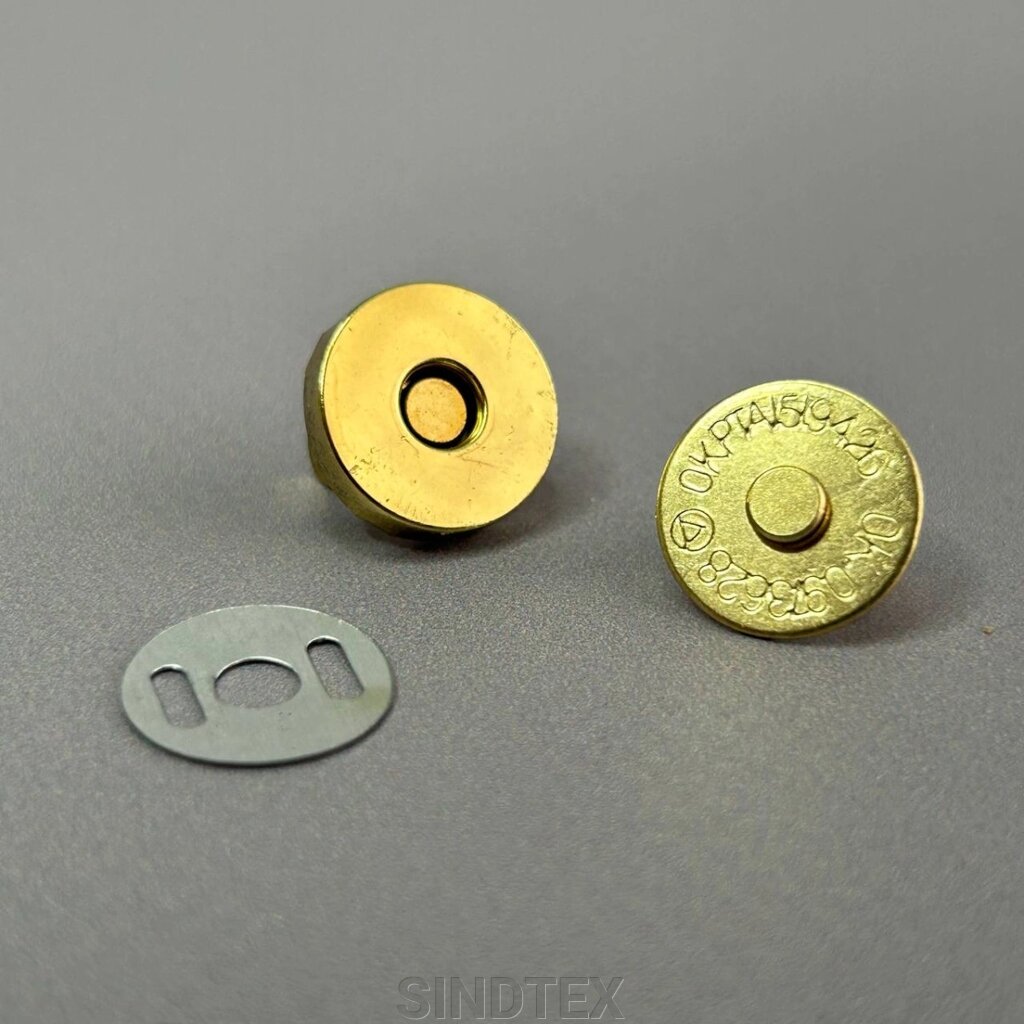 Кнопка магніт для сумок Ø 14 мм - золото від компанії SINDTEX - фото 1