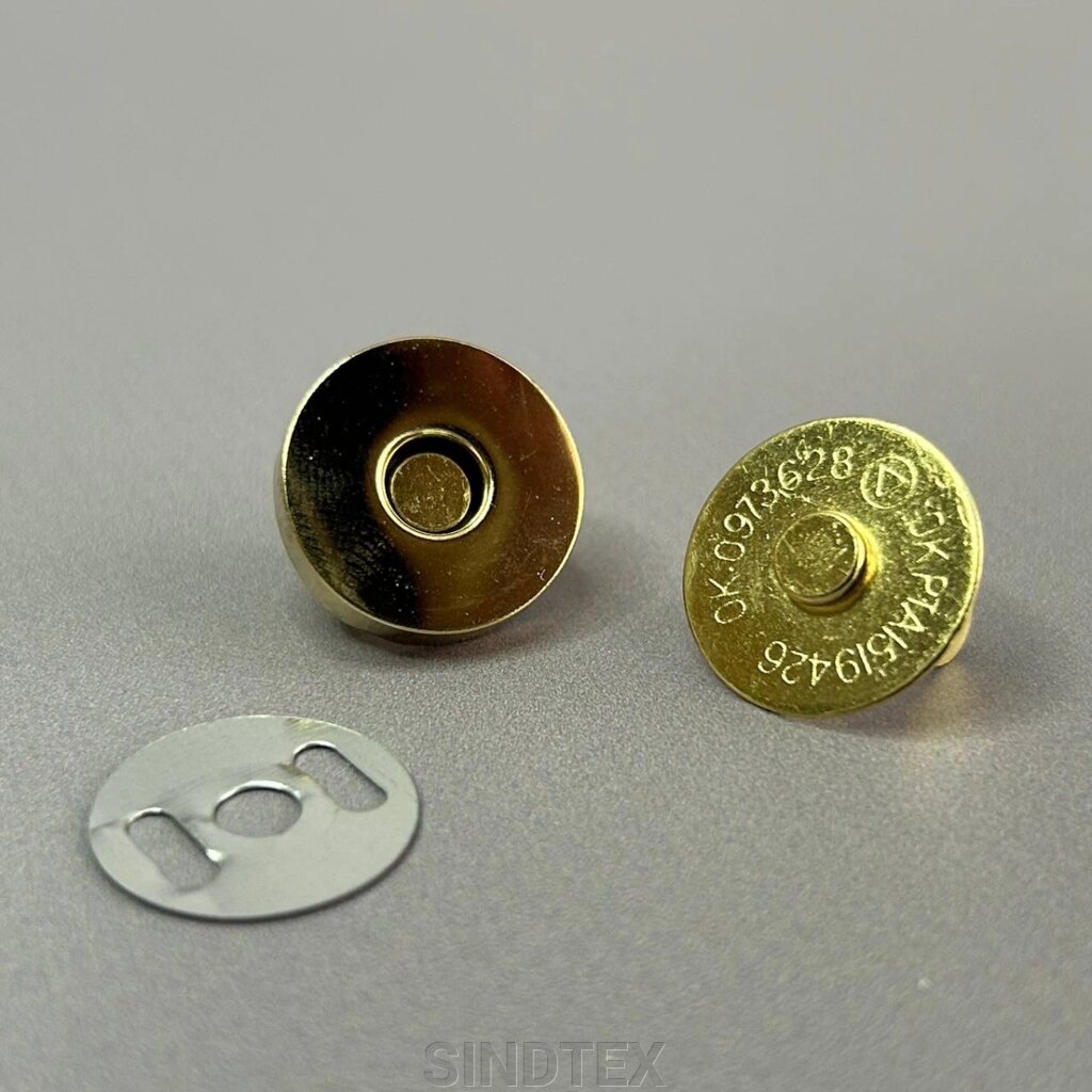 Кнопка магніт для сумок Ø 18 мм - золото від компанії SINDTEX - фото 1