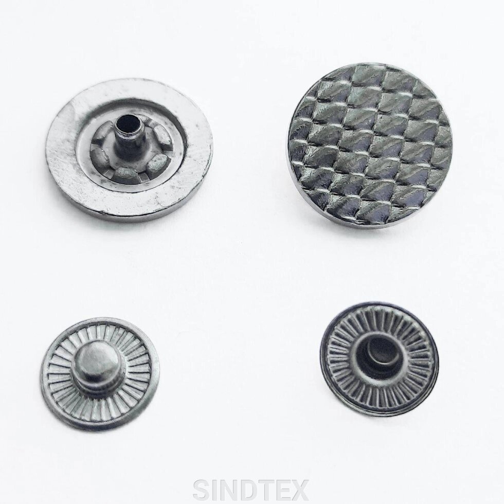 Кнопка ТАБЛІТКА - 17 мм чорний нікель 50шт. Нержавіюча сталь (108917) від компанії SINDTEX - фото 1