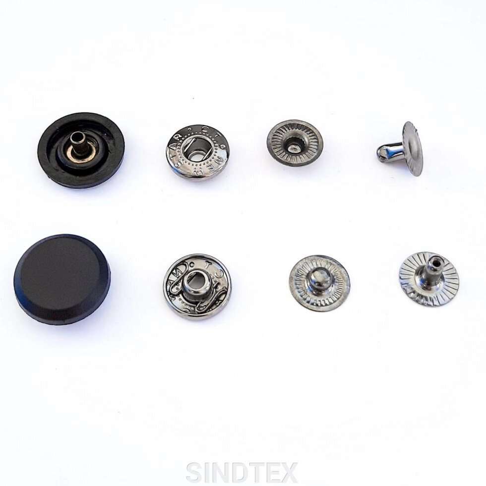 Кнопка з пластиковою шапочкою - 16 мм чорний 720шт. (104405) від компанії SINDTEX - фото 1